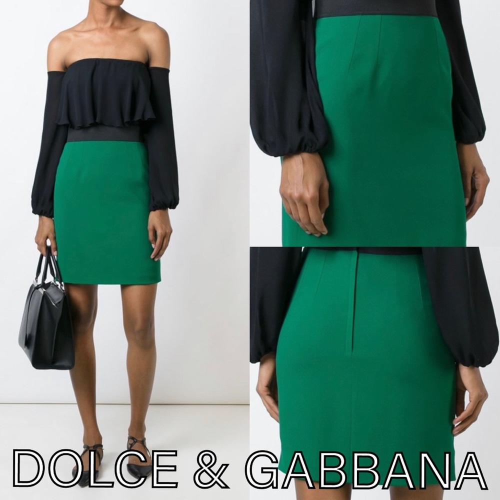 🚫SOLD🚫 D&G Green Black Wool Mini Skirt EUC IT42 EUC
